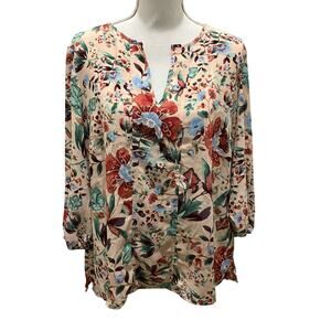 7th Avenue Design Studio New York & Company Pastel Floral Top Large